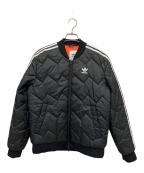 adidasアディダス）の古着「キルティングジャケット」｜ブラック×オレンジ