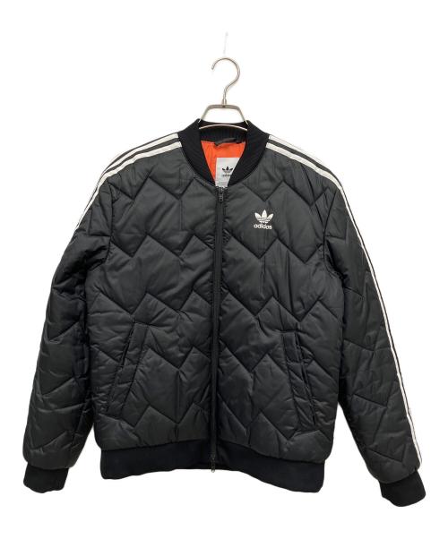 adidas（アディダス）adidas (アディダス) キルティングジャケット ブラック×オレンジ サイズ:Mの古着・服飾アイテム
