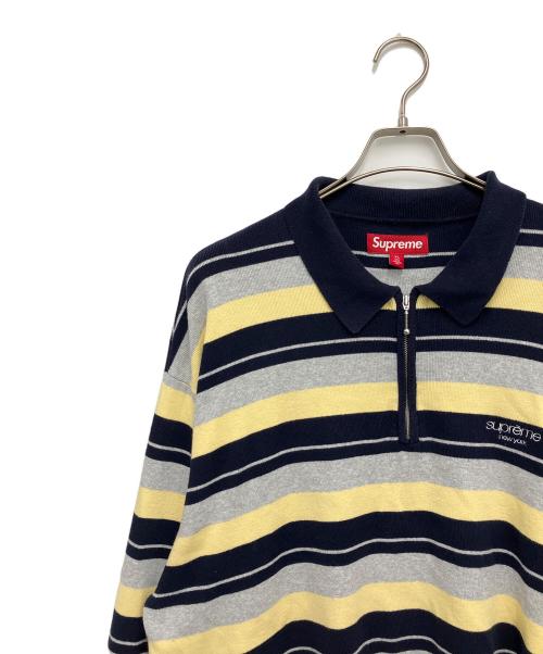 SUPREME（シュプリーム）Supreme (シュプリーム) 長袖ポロシャツ ネイビー×イエロー サイズ:XLの古着・服飾アイテム