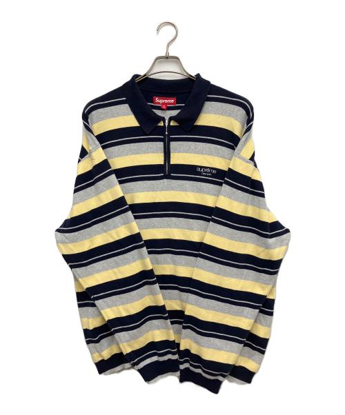 SUPREME（シュプリーム）Supreme (シュプリーム) 長袖ポロシャツ ネイビー×イエロー サイズ:XLの古着・服飾アイテム