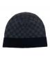 中古・古着 LOUIS VUITTON (ルイ ヴィトン) ボネ・プティ ダミエ ニットキャップ ブラック：25000円