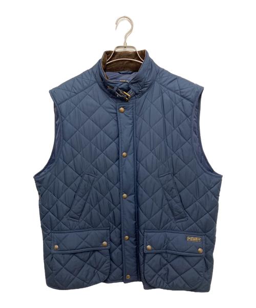 POLO RALPH LAUREN（ポロ・ラルフローレン）POLO RALPH LAUREN (ポロ・ラルフローレン) キルティングベスト ネイビー×ブラウン サイズ:XLの古着・服飾アイテム