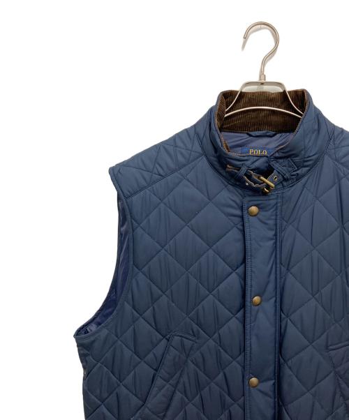 POLO RALPH LAUREN（ポロ・ラルフローレン）POLO RALPH LAUREN (ポロ・ラルフローレン) キルティングベスト ネイビー×ブラウン サイズ:XLの古着・服飾アイテム