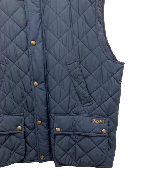 POLO RALPH LAUREN（ポロ・ラルフローレン）POLO RALPH LAUREN (ポロ・ラルフローレン) キルティングベスト ネイビー×ブラウン サイズ:XLの古着・服飾アイテム