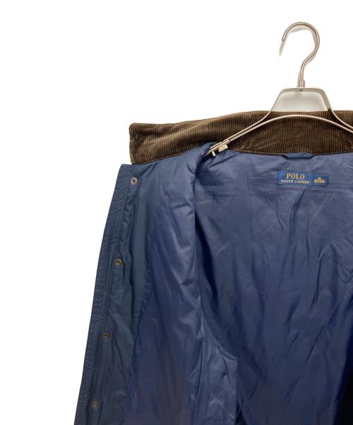 POLO RALPH LAUREN（ポロ・ラルフローレン）POLO RALPH LAUREN (ポロ・ラルフローレン) キルティングベスト ネイビー×ブラウン サイズ:XLの古着・服飾アイテム