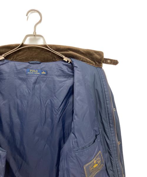POLO RALPH LAUREN（ポロ・ラルフローレン）POLO RALPH LAUREN (ポロ・ラルフローレン) キルティングベスト ネイビー×ブラウン サイズ:XLの古着・服飾アイテム