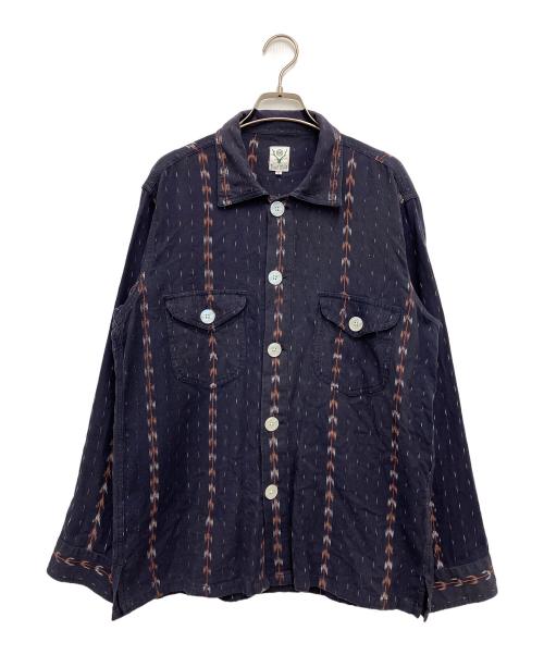 South2 West8（サウスツー ウエストエイト）south2 west8 (サウスツー ウエストエイト) 長袖シャツ ネイビー×オレンジ サイズ:Sの古着・服飾アイテム
