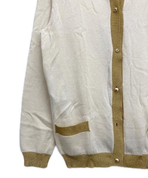 GUCCI（グッチ）GUCCI (グッチ) 薄手カーディガン ベージュ×ゴールド サイズ:Lの古着・服飾アイテム
