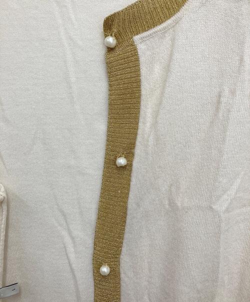 GUCCI（グッチ）GUCCI (グッチ) 薄手カーディガン ベージュ×ゴールド サイズ:Lの古着・服飾アイテム