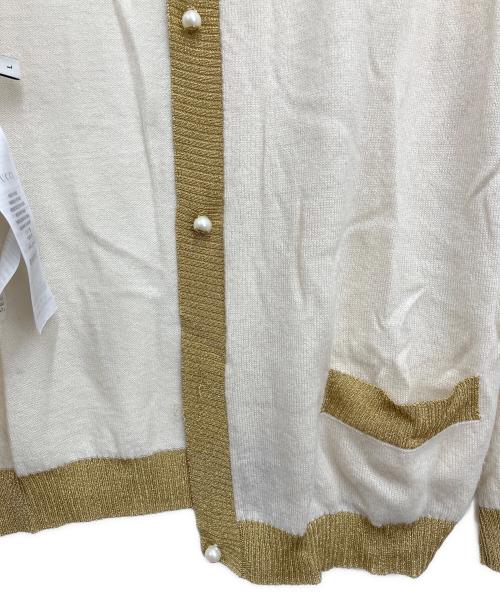 GUCCI（グッチ）GUCCI (グッチ) 薄手カーディガン ベージュ×ゴールド サイズ:Lの古着・服飾アイテム