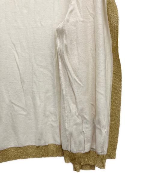 GUCCI（グッチ）GUCCI (グッチ) 薄手カーディガン ベージュ×ゴールド サイズ:Lの古着・服飾アイテム