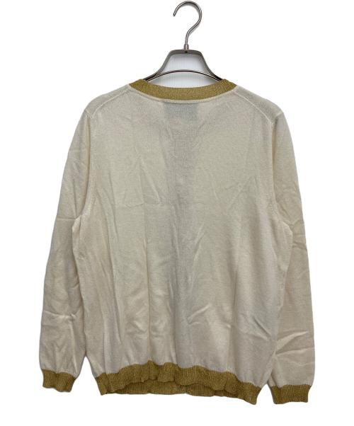 GUCCI（グッチ）GUCCI (グッチ) 薄手カーディガン ベージュ×ゴールド サイズ:Lの古着・服飾アイテム