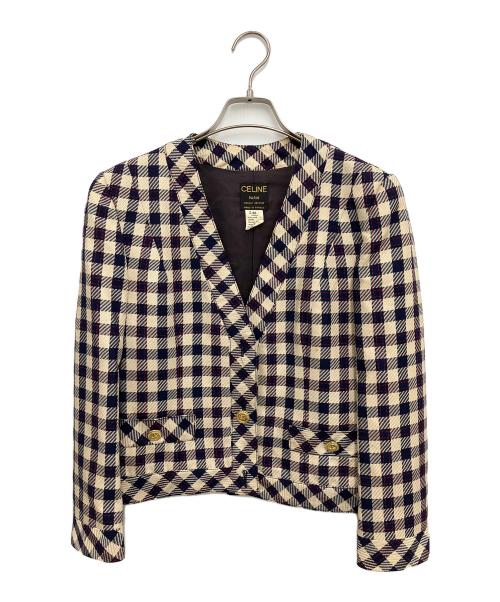 CELINE（セリーヌ）CELINE (セリーヌ) ジャケット ネイビー×ホワイト サイズ:SIZE38の古着・服飾アイテム