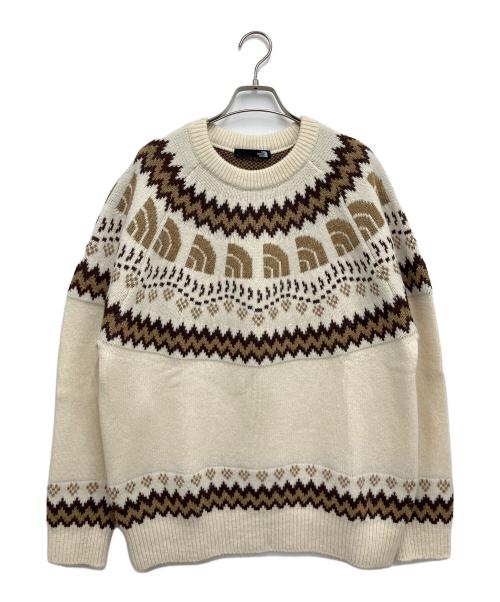 THE NORTH FACE（ザ ノース フェイス）THE NORTH FACE (ザ ノース フェイス) ハーフドームノルディックセーター ホワイト×ベージュ サイズ:Lの古着・服飾アイテム