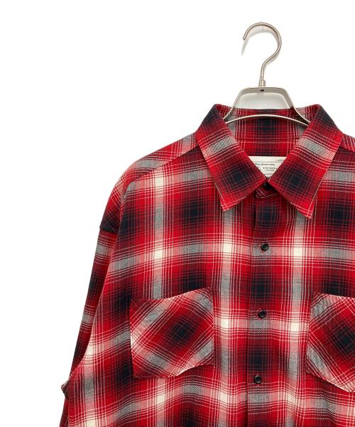 RAFU（ラフ）RAFU (ラフ) 長袖シャツ レッド×ブラック サイズ:Lの古着・服飾アイテム