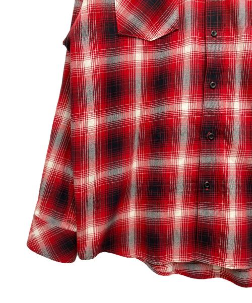 RAFU（ラフ）RAFU (ラフ) 長袖シャツ レッド×ブラック サイズ:Lの古着・服飾アイテム