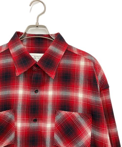 RAFU（ラフ）RAFU (ラフ) 長袖シャツ レッド×ブラック サイズ:Lの古着・服飾アイテム