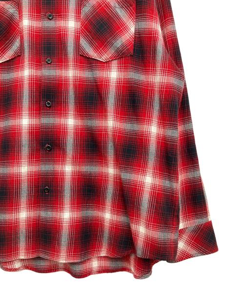 RAFU（ラフ）RAFU (ラフ) 長袖シャツ レッド×ブラック サイズ:Lの古着・服飾アイテム