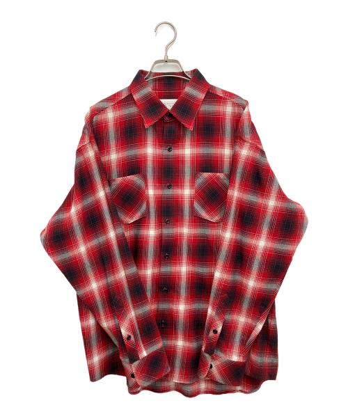 RAFU（ラフ）RAFU (ラフ) 長袖シャツ レッド×ブラック サイズ:Lの古着・服飾アイテム