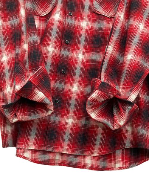RAFU（ラフ）RAFU (ラフ) 長袖シャツ レッド×ブラック サイズ:Lの古着・服飾アイテム