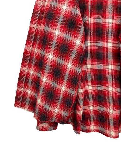 RAFU（ラフ）RAFU (ラフ) 長袖シャツ レッド×ブラック サイズ:Lの古着・服飾アイテム