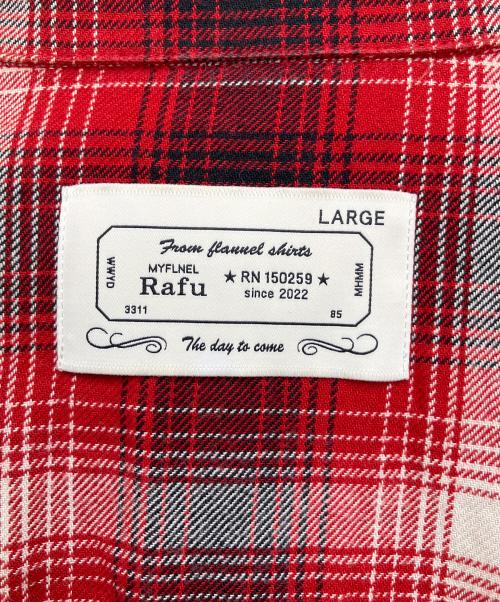 RAFU（ラフ）RAFU (ラフ) 長袖シャツ レッド×ブラック サイズ:Lの古着・服飾アイテム