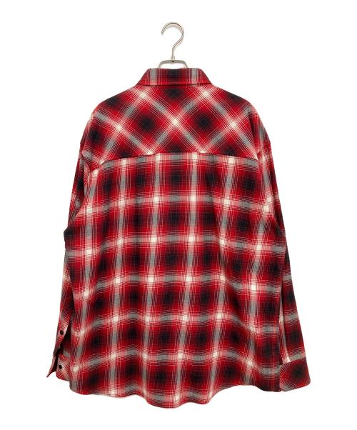 RAFU（ラフ）RAFU (ラフ) 長袖シャツ レッド×ブラック サイズ:Lの古着・服飾アイテム