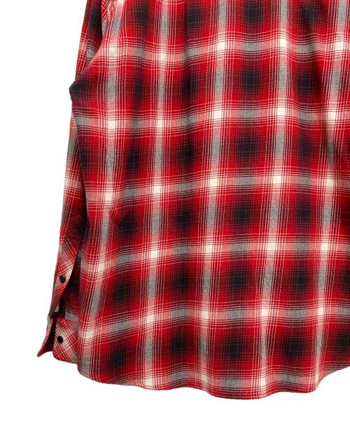 RAFU（ラフ）RAFU (ラフ) 長袖シャツ レッド×ブラック サイズ:Lの古着・服飾アイテム