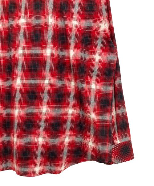 RAFU（ラフ）RAFU (ラフ) 長袖シャツ レッド×ブラック サイズ:Lの古着・服飾アイテム