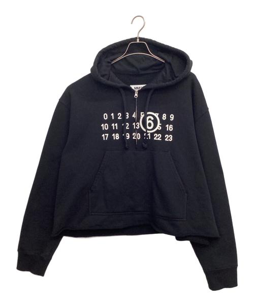 MM6 Maison Margiela（エムエムシックスメゾンマルジェラ）MM6 Maison Margiela (エムエムシックスメゾンマルジェラ) ハーフジップフーディ ブラック サイズ:Mの古着・服飾アイテム
