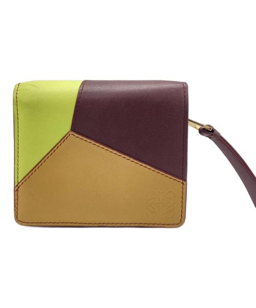 LOEWE（ロエベ）LOEWE (ロエベ) レザーパズルコンパクトジップウォレット ブラウン×イエローの古着・服飾アイテム