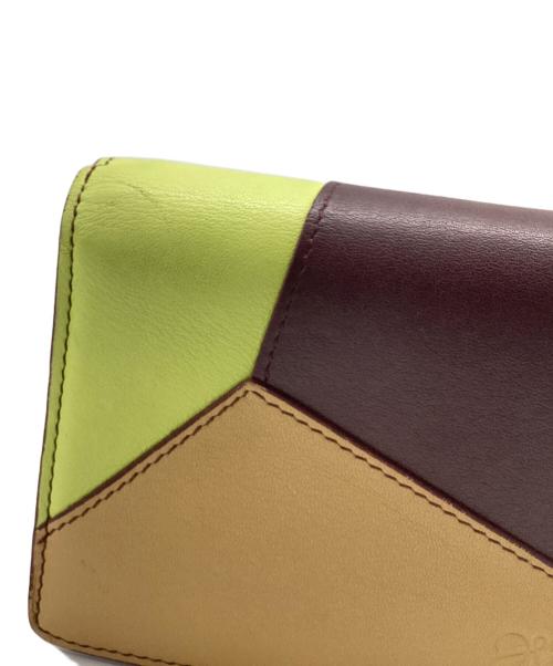 LOEWE（ロエベ）LOEWE (ロエベ) レザーパズルコンパクトジップウォレット ブラウン×イエローの古着・服飾アイテム
