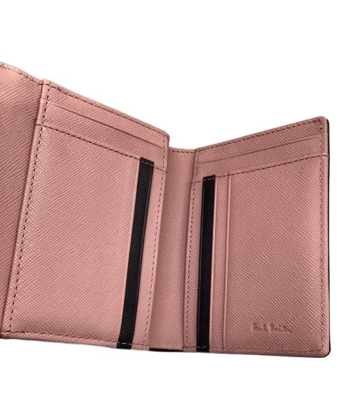 PAUL SMITH（ポールスミス）Paul Smith (ポールスミス) 3つ折り財布 ピンク×ブラックの古着・服飾アイテム