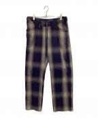 ANCELLMアンセルム）の古着「FLANNEL CHECK EASY SLACKS PANTS」｜パープル×ネイビー×ベージュ