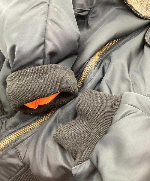 KAPITAL（キャピタル）KAPITAL (キャピタル) Ma-1 Nylon X Crack Leather Siamese Bomber Jacket ブラウン×ブラック×オレンジ サイズ:XLの古着・服飾アイテム