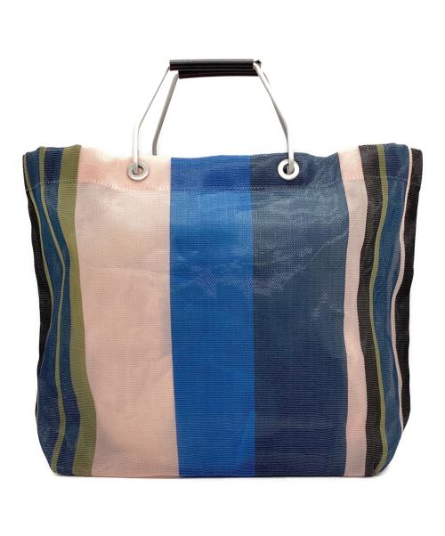 MARNI（マルニ）MARNI (マルニ) MARKET STRIPE BAG FLOWER CAFE ネイビー×ピンクの古着・服飾アイテム