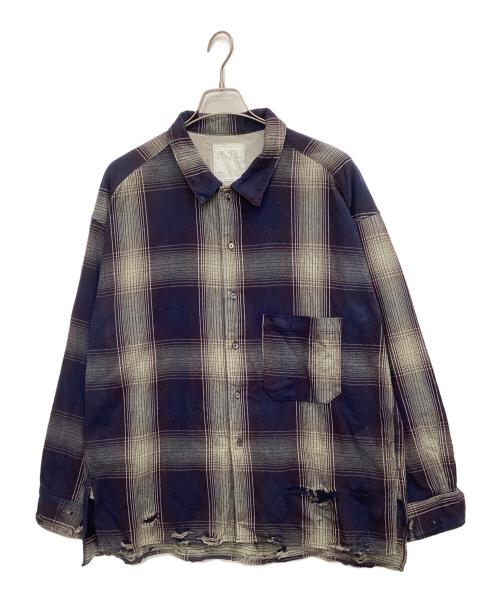 ANCELLM（アンセルム）ANCELLM (アンセルム) Damaged Flannel CHECK Shirt マルチカラー サイズ:2の古着・服飾アイテム