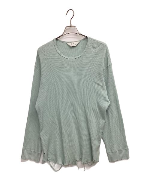 ANCELLM（アンセルム）ANCELLM (アンセルム) ダメージワッフルクルーロングスリーブTシャツ ミントグリーン サイズ:2の古着・服飾アイテム