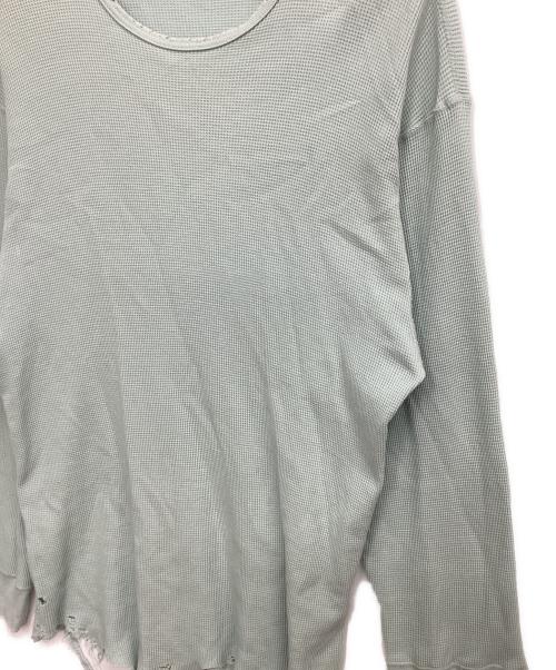 ANCELLM（アンセルム）ANCELLM (アンセルム) ダメージワッフルクルーロングスリーブTシャツ ミントグリーン サイズ:2の古着・服飾アイテム