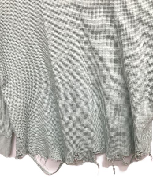 ANCELLM（アンセルム）ANCELLM (アンセルム) ダメージワッフルクルーロングスリーブTシャツ ミントグリーン サイズ:2の古着・服飾アイテム
