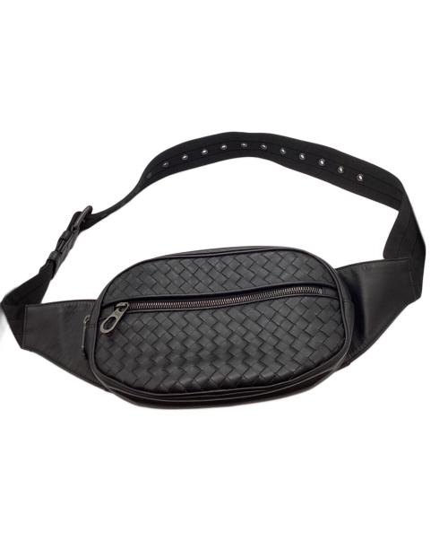 BOTTEGA VENETA（ボッテガベネタ）BOTTEGA VENETA (ボッテガベネタ) イントレチャートウエストバッグ ブラックの古着・服飾アイテム