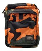PORTERポーター）の古着「SHOULDER BAG(VERTICAL)　PS CAMO」｜ブラック×オレンジ×グリーン
