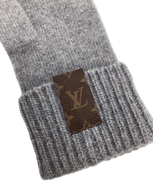 LOUIS VUITTON（ルイ ヴィトン）LOUIS VUITTON (ルイ ヴィトン) ニット グローブ・LV メダリオン グレー×ホワイトの古着・服飾アイテム