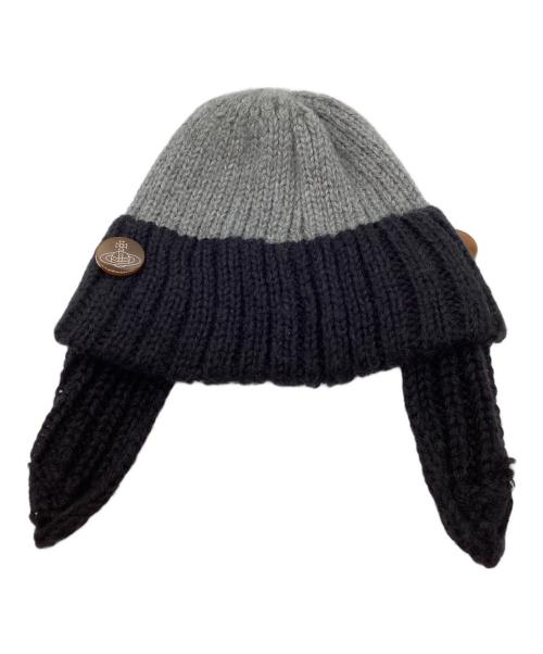 Vivienne Westwood（ヴィヴィアンウエストウッド）Vivienne Westwood (ヴィヴィアンウエストウッド) ビービーニットキャップ グレー×ブラック サイズ:不明の古着・服飾アイテム