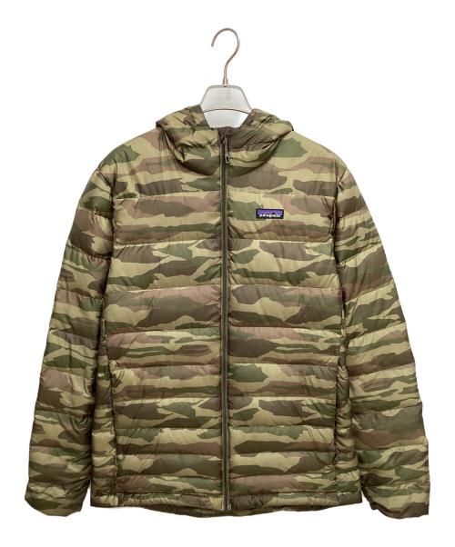Patagonia（パタゴニア）Patagonia (パタゴニア) ハイロフトダウンフーディー ブラウン×グリーン サイズ:Mの古着・服飾アイテム