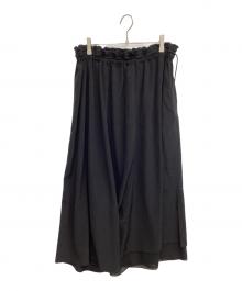 Y's（ワイズ）の古着「TRIACETATE POLYESTER de CHINE ASYMMETRY PANTS」｜ブラック