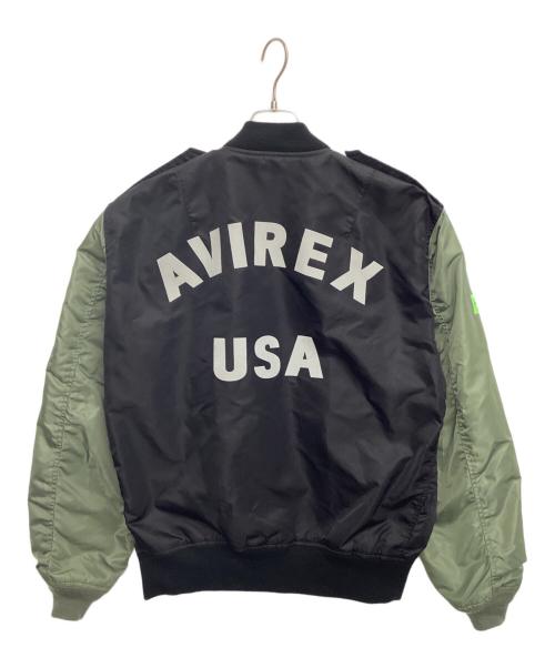 MAGIC STICK（マジックスティック）MAGIC STICK (マジックスティック) AVIREX (アヴィレックス) Combined L-2B Flight Jacket ブラック×グリーン サイズ:ONE FIT ALLの古着・服飾アイテム
