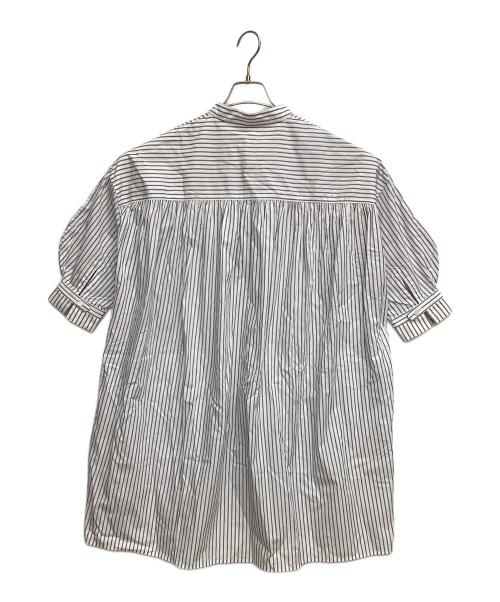 Whim Gazette（ウィムガゼット）Whim Gazette (ウィムガゼット) 半袖ブラウス ブルー×ホワイト サイズ:Freeの古着・服飾アイテム