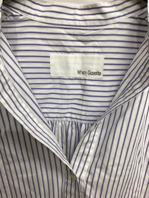 Whim Gazette（ウィムガゼット）Whim Gazette (ウィムガゼット) 半袖ブラウス ブルー×ホワイト サイズ:Freeの古着・服飾アイテム