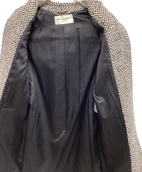 Saint Laurent Paris（サンローランパリ）Saint Laurent Paris (サンローランパリ) ツイードロングダッフルコート ホワイト×ブラック サイズ:表記なしの古着・服飾アイテム